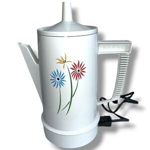 Vintage Regal Poly Perk 7503 1970s Floral Percolator Retro Wildflowers -WORKS